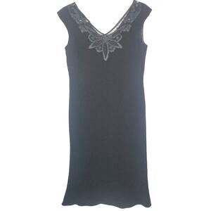 Lauren Ralph Lauren Womens Embroidered Dress Size 4 Little Black Dress Cocktail